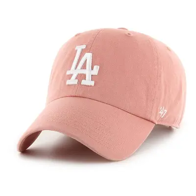 Bavlněná baseballová čepice 47brand MLB Los Angeles Dodgers oranžová barva, s aplikací