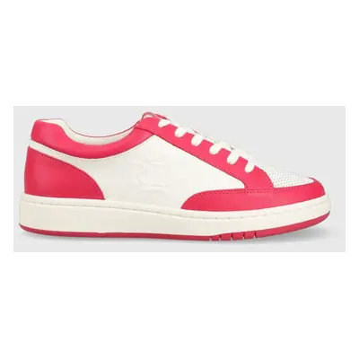 Kožené sneakers boty Lauren Ralph Lauren HAILEY II růžová barva, 802904469004