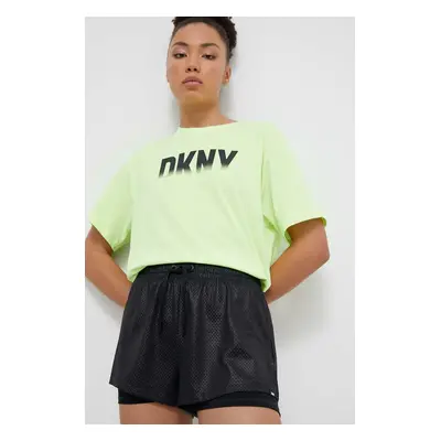 Kraťasy Dkny dámské, černá barva, vzorované, high waist, DP3S5159