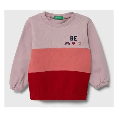 Dětská bavlněná mikina United Colors of Benetton fialová barva, vzorovaná