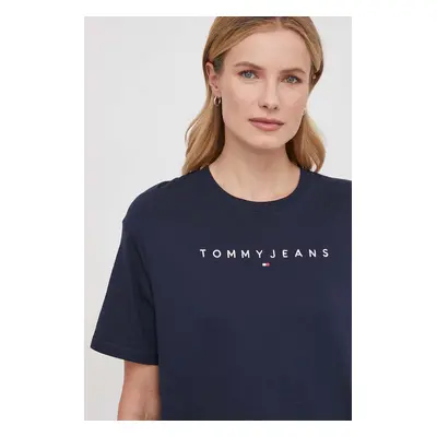 Bavlněné tričko Tommy Jeans tmavomodrá barva, DW0DW17836