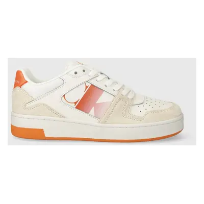 Sneakers boty Calvin Klein Jeans BASKET CUPSOLE LACE MIX NBS SAT bílá barva, YW0YW01446