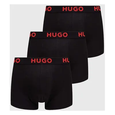 Boxerky HUGO 3-pack pánské, černá barva, 50496723