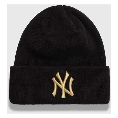 Čepice New Era černá barva, z husté pleteniny, NEW YORK YANKEES