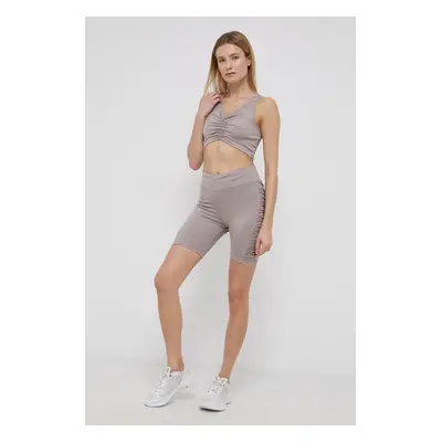 Tréninkové šortky Reebok H56373 dámské, žlutá barva, hladké, high waist