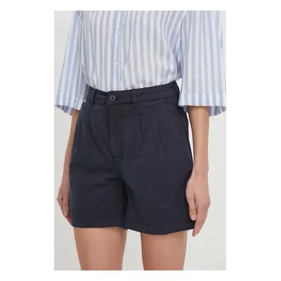 Kraťasy Pepe Jeans VANIA dámské, tmavomodrá barva, hladké, high waist, PL801094