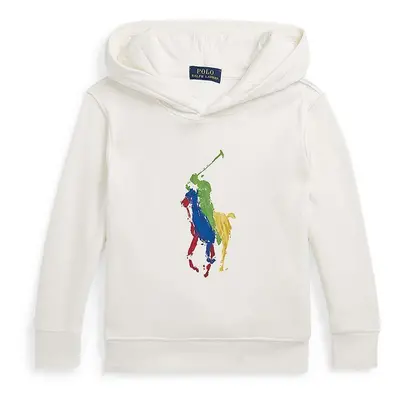 Dětská mikina Polo Ralph Lauren bílá barva, s kapucí, s aplikací