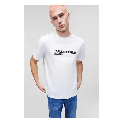 Bavlněné tričko Karl Lagerfeld Jeans bílá barva, s potiskem