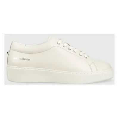 Kožené sneakers boty Karl Lagerfeld FLINT bílá barva, KL53320