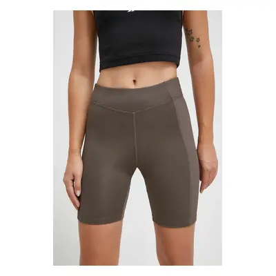 Šortky na jógu Reebok zelená barva, high waist