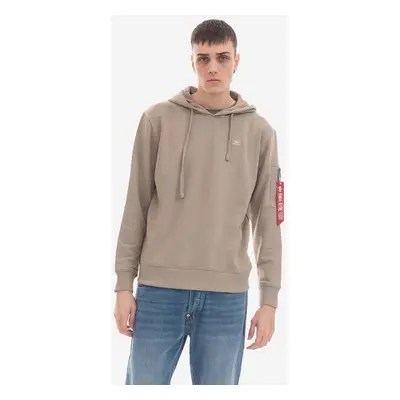 Mikina Alpha Industries X-Fit Hoody pánská, hnědá barva, s kapucí, hladká, 158321.679-brown