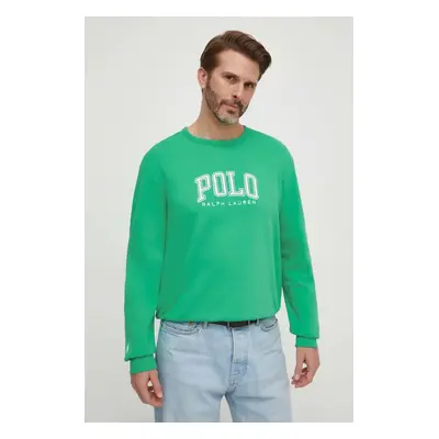 Mikina Polo Ralph Lauren pánská, zelená barva, s potiskem, 710934715