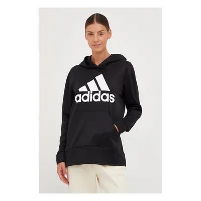 Tréninková mikina adidas Performance Big Logo , černá barva, s kapucí, s potiskem