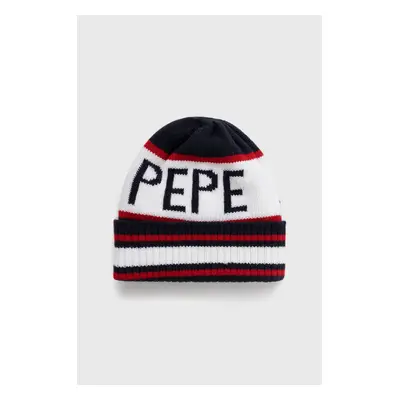 Dětska čepice Pepe Jeans tmavomodrá barva, z husté pleteniny