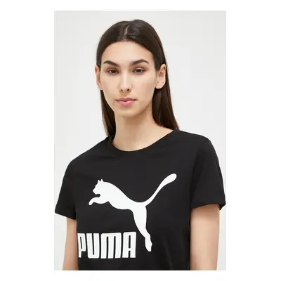 Bavlněné tričko Puma černá barva