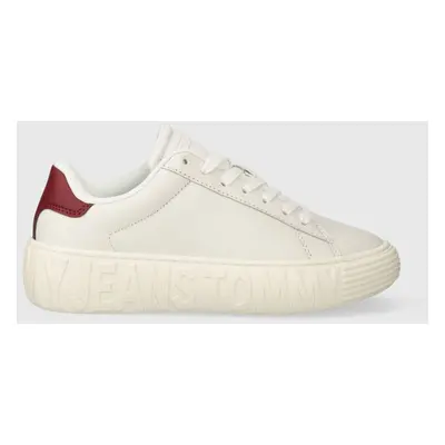 Kožené sneakers boty Tommy Jeans TJW NEW CUPSOLE LEATH LC bílá barva, EN0EN02273