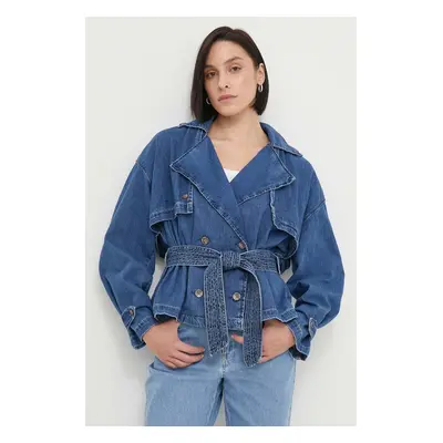 Džínová bunda Pepe Jeans DUNE dámská, tmavomodrá barva, přechodná, PL402380