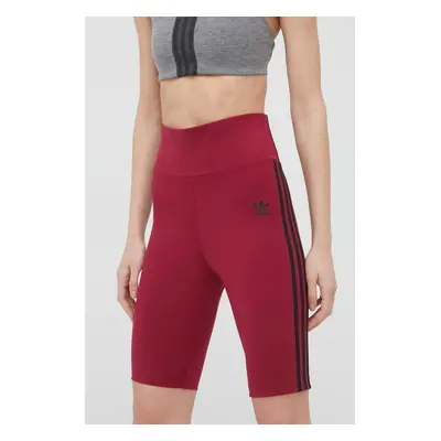 Kraťasy adidas Originals Trefoil Moments HE0406 dámské, fialová barva, s aplikací, high waist, H