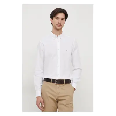 Košile Tommy Hilfiger bílá barva, slim, s límečkem button-down, MW0MW33782