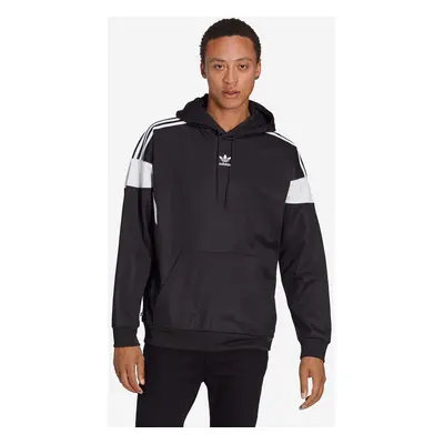 Mikina adidas Originals pánská, černá barva, s kapucí, vzorovaná, HS2065-black