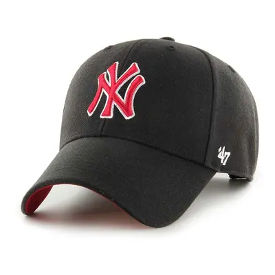 Čepice z vlněné směsi 47brand MLB New York Yankees černá barva, s aplikací