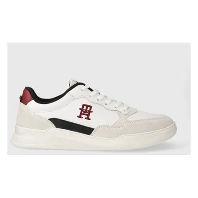 Kožené sneakers boty Tommy Hilfiger ELEVATED CUPSOLE LTH MIX bílá barva, FM0FM04929