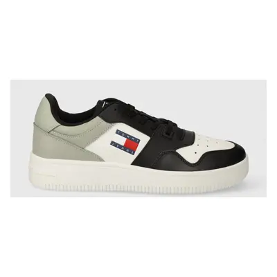 Kožené sneakers boty Tommy Jeans TJM RETRO BASKET ESS černá barva, EM0EM01395