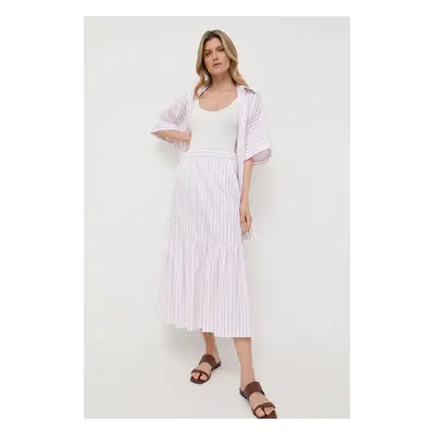 Bavlněná sukně Max Mara Leisure bílá barva, midi, áčková