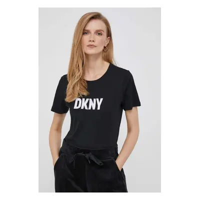 Bavlněné tričko Dkny černá barva, W3276CNA