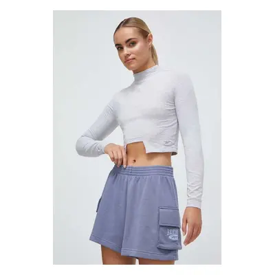 Kraťasy Reebok Classic dámské, fialová barva, s aplikací, high waist