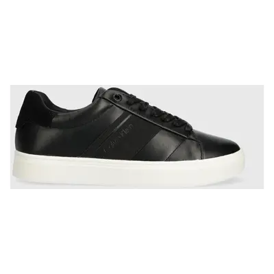 Kožené sneakers boty Calvin Klein CUPSOLE LACE UP HE LTH černá barva, HW0HW02051