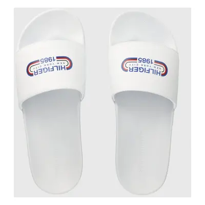 Pantofle Tommy Hilfiger RWB OLY POOL SLIDE pánské, bílá barva, FM0FM05019