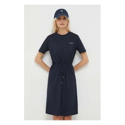 Bavlněné šaty Tommy Hilfiger tmavomodrá barva, mini, WW0WW40734