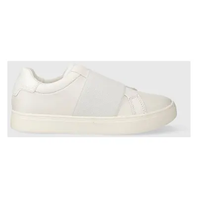 Kožené sneakers boty Calvin Klein CLEAN CUPSOLE SLIP ON bílá barva, HW0HW02007