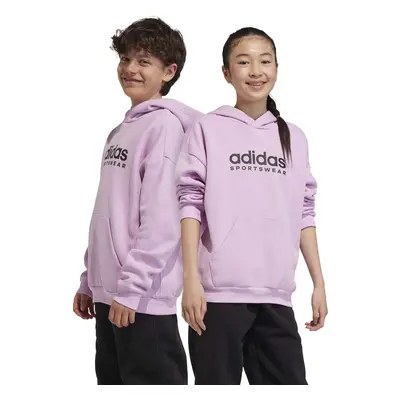 Dětská mikina adidas fialová barva, s kapucí, s potiskem