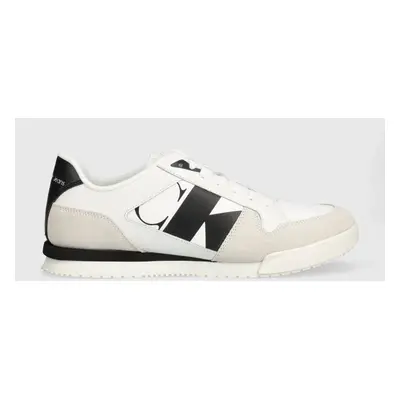 Kožené sneakers boty Calvin Klein Jeans LOW PROFILE RUNNER M bílá barva, YM0YM00695