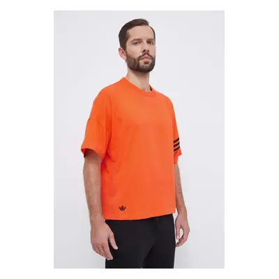 Bavlněné tričko adidas Originals oranžová barva, s aplikací