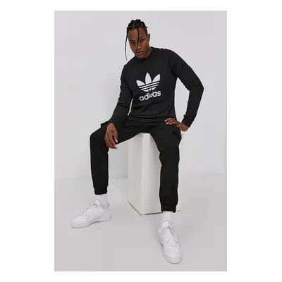 Bavlněná mikina adidas Originals H06651 pánská, černá barva, s potiskem, H06651-BLK/WHT