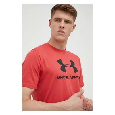 Tričko Under Armour vínová barva, s potiskem, 1329590-100