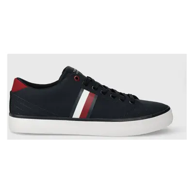 Tenisky Tommy Hilfiger TH HI VULC LOW STRIPES MESH pánské, tmavomodrá barva, FM0FM04946