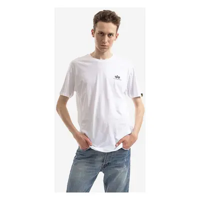 Bavlněné tričko Alpha Industries bílá barva, s potiskem, 128507CP.573-white