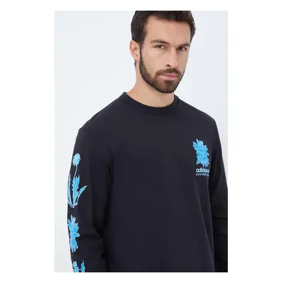 Bavlněné tričko s dlouhým rukávem adidas Originals černá barva, s potiskem