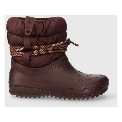 Sněhule Crocs Classic Neo Puff Luxe Boot vínová barva, 207312