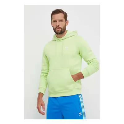 Mikina adidas Originals pánská, zelená barva, s kapucí, hladká