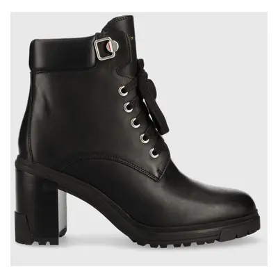 Nízké kozačky Tommy Hilfiger Outdoor Heel Lace Up Boot dámské, černá barva, na podpatku