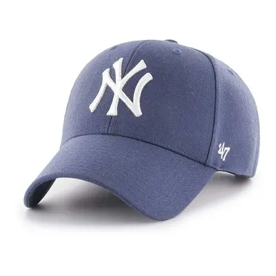 Čepice s vlněnou směsí 47brand MLB New York Yankees fialová barva, s aplikací