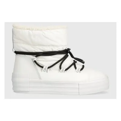 Sněhule Calvin Klein Jeans BOLD VULC FLATF SNOW BOOT WN bílá barva, YW0YW01181