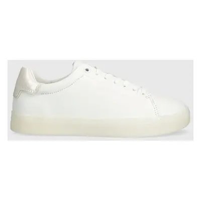 Kožené sneakers boty Calvin Klein CUPSOLE LACE UP PEARL bílá barva, HW0HW01897