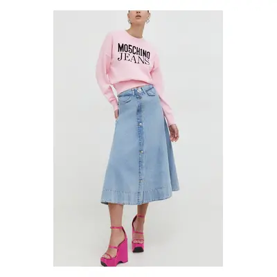 Džínová sukně Moschino Jeans midi, áčková