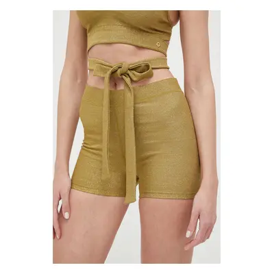 Kraťasy Guess dámské, zelená barva, hladké, medium waist